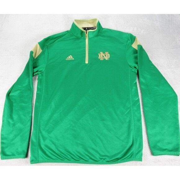 Notre Dame Fighting Irish Sweatshirt Womens Small Green Adidas Climalite 1/4 Zip - Picture 1 of 10